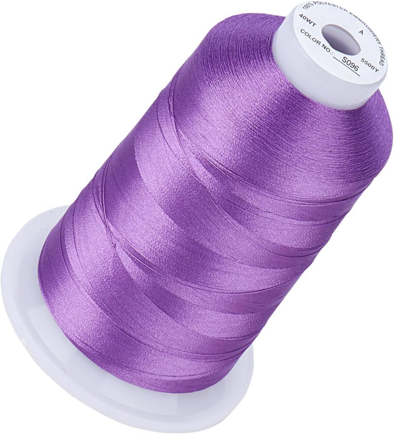simthread 5500Yds Embroidery Thread, 5000M High-Yardage 40WT 100% Polyester Thread – 170+ Vivid Colors, High-Speed Rated – Compatible with Brother, Singer, Janome & More - Heather S096 - Image 1
